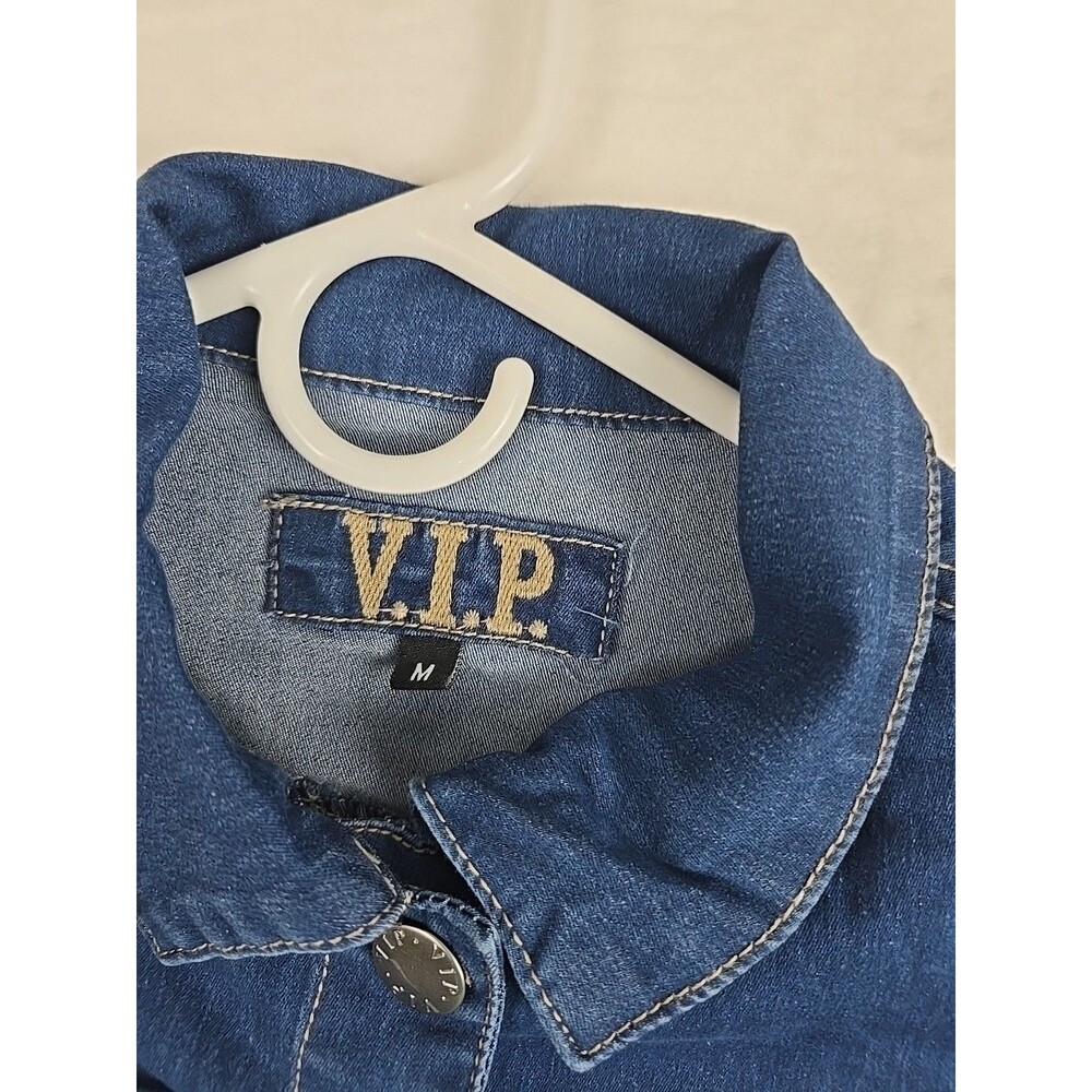 V.I.P. by YDX Smart Jeans Women’s Cropped Denim Jacket Medium Blue Jean - Picture 5 of 11